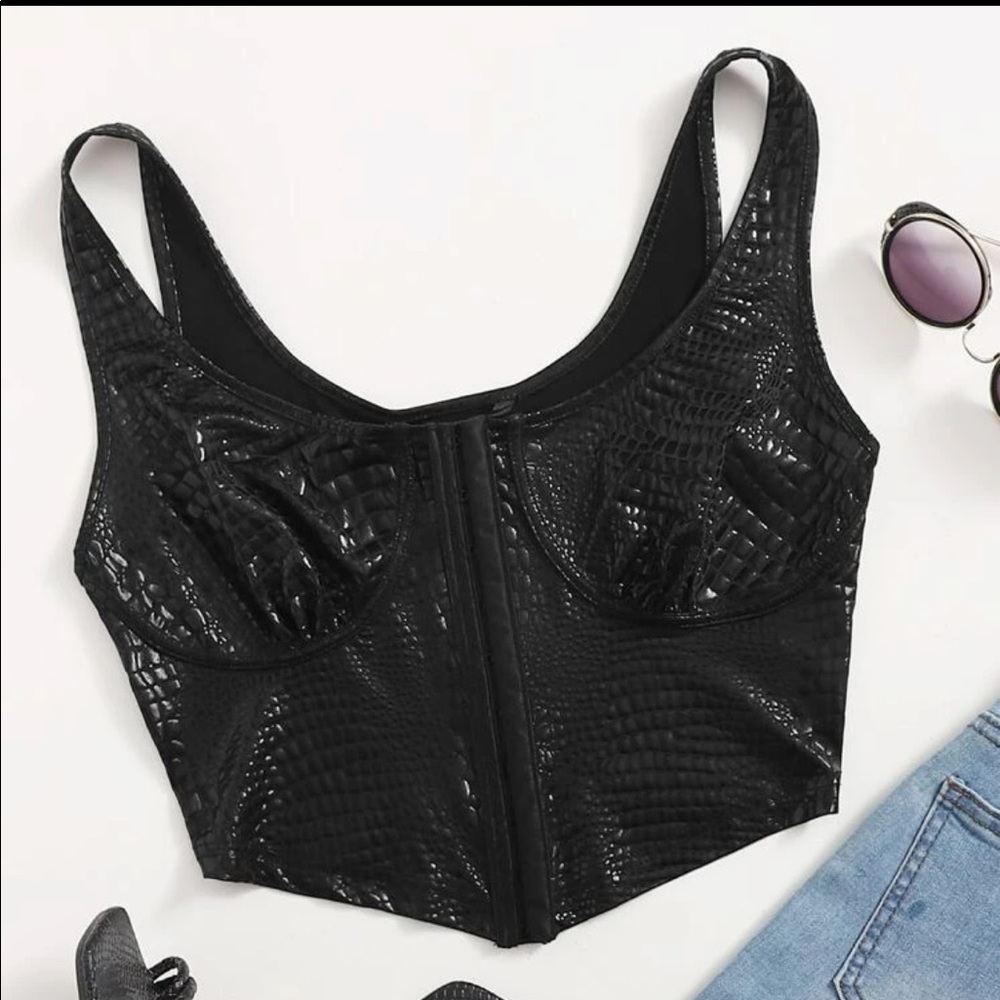 shein snakeskin crop top